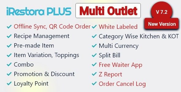 iRestora PLUS Multi Outlet v7.6 - Next Gen Restaurant POS