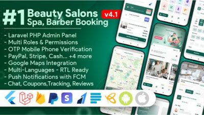 Beauty Salons, Spa, Massage, Barber Booking, Business Listing Multi-Vendor App with Admin Panel源码下载