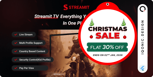 Streamit - OTT Streaming Flutter TV App (Add-on) 源码下载