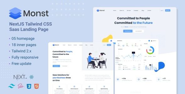 Monst (v7.0) NextJS Tailwind CSS landing page