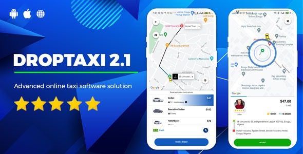 Droptaxi (v2.2.0) white label taxi app software script php 
