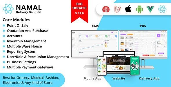 Fixed* Namal (v1.1.9) 5 in 1 Ionic Delivery Solution with POS for Single & Multiple Location Business Brand