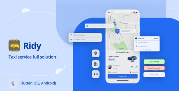 Ridy Flutter v3.1.12 Full Taxi solution (Activated**)