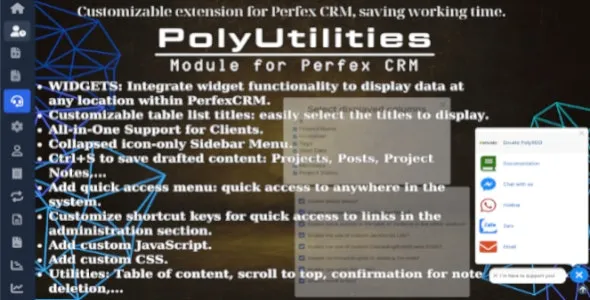 PolyUtilities for Perfex CRM v2.4.1 Quick Access Menu, Custom JS, CSS, and More