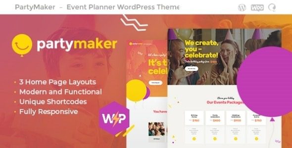 PartyMaker (v1.1.14) Event Planner & Wedding Agency WordPress Theme