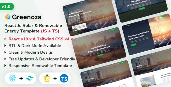 Greenoza - React Js Solar & Renewable Energy Template - Nulled PHP Scripts