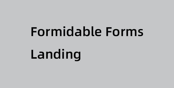 Formidable Forms Landing 插件下载